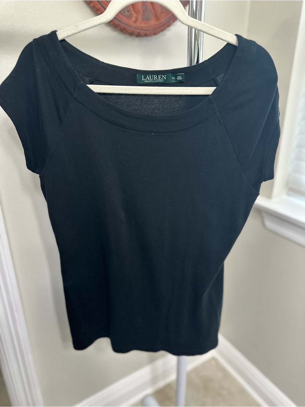 Ralph Lauren Black Women's Scoop Neck Top, Cotton, XL